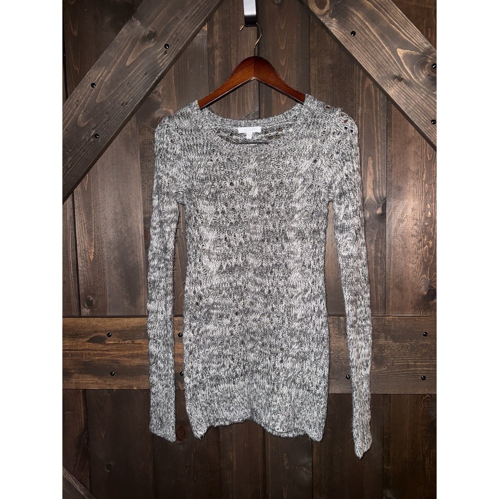 Y2K Delia's Women's Sweater Sz M Gray Silver Long Length Thumb Holes